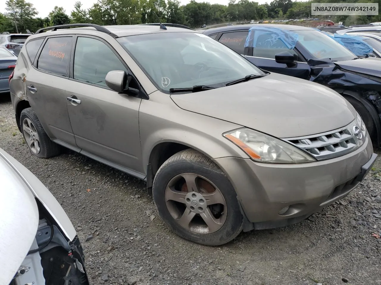 2004 Nissan Murano Sl VIN: JN8AZ08W74W342149 Lot: 69626004