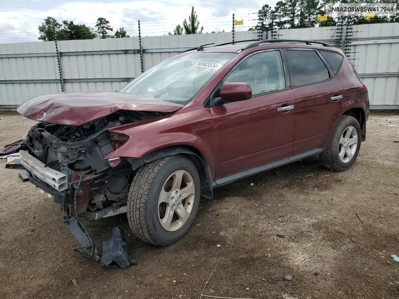 2005 Nissan Murano Sl VIN: JN8AZ08W85W417944 Lot: 66903534