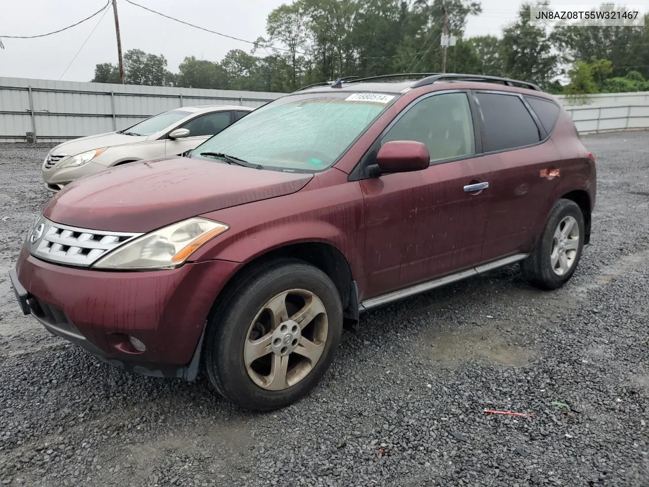 2005 Nissan Murano Sl VIN: JN8AZ08T55W321467 Lot: 71880514