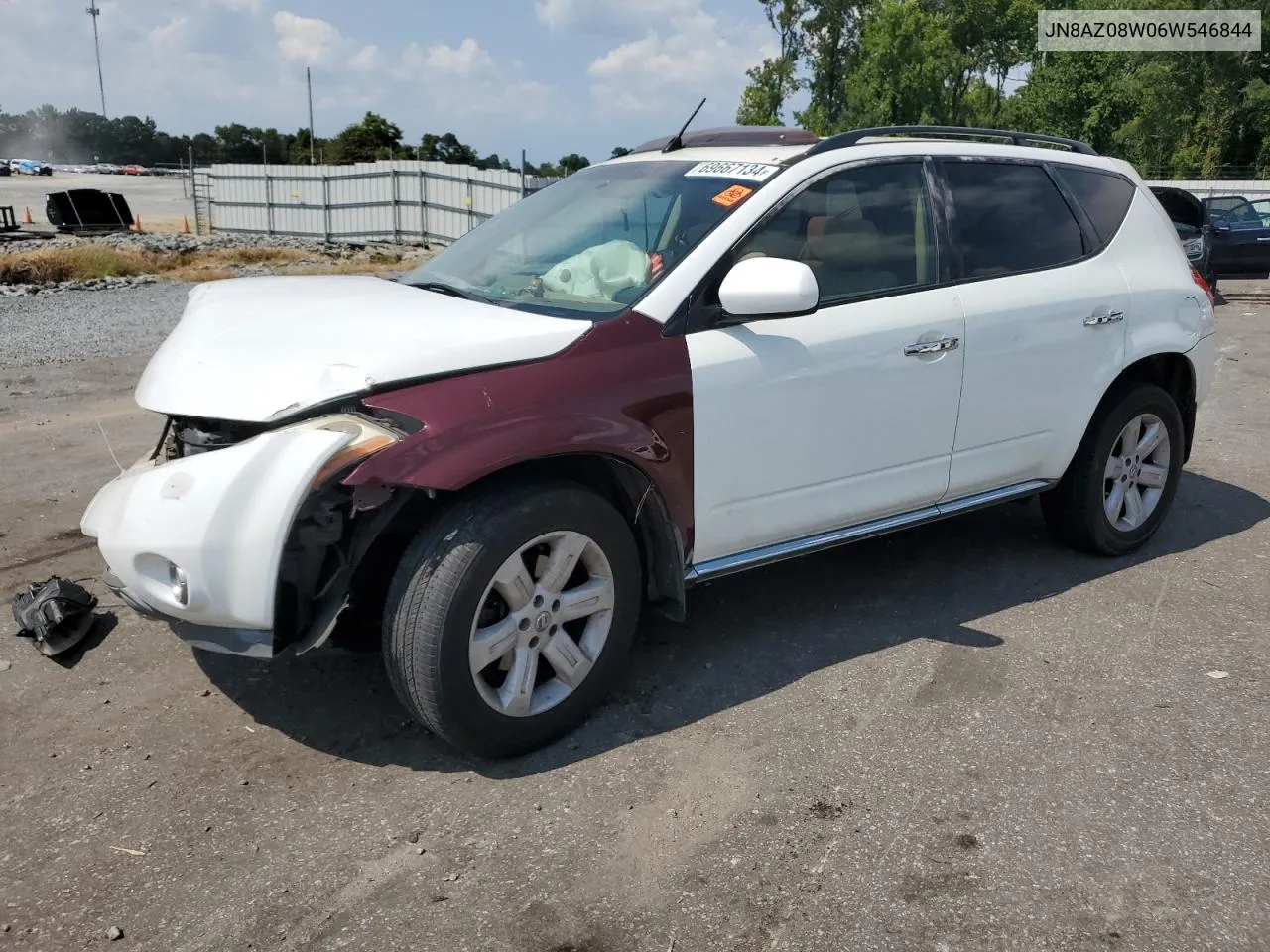 2006 Nissan Murano Sl VIN: JN8AZ08W06W546844 Lot: 69667134