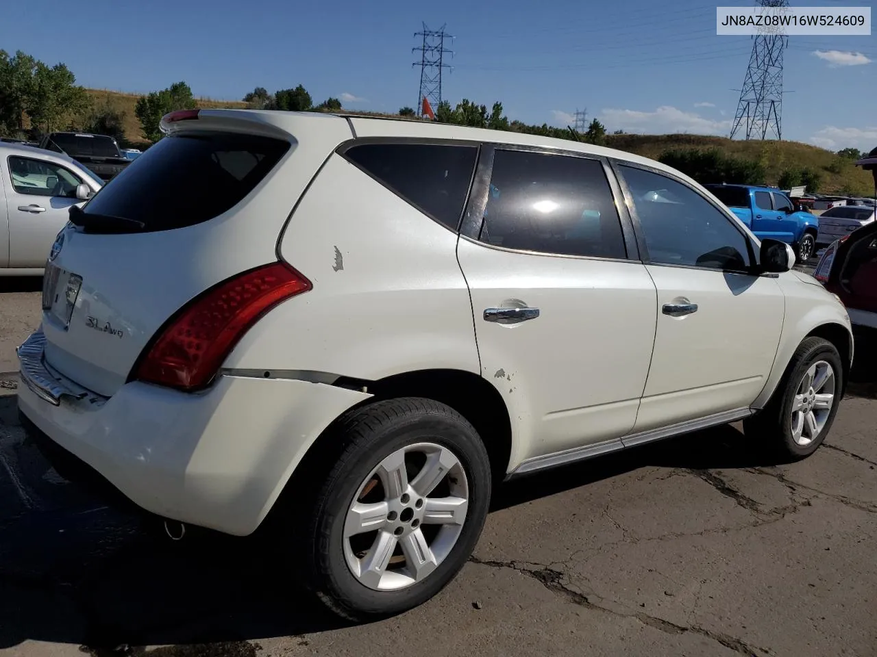 2006 Nissan Murano Sl VIN: JN8AZ08W16W524609 Lot: 71721274