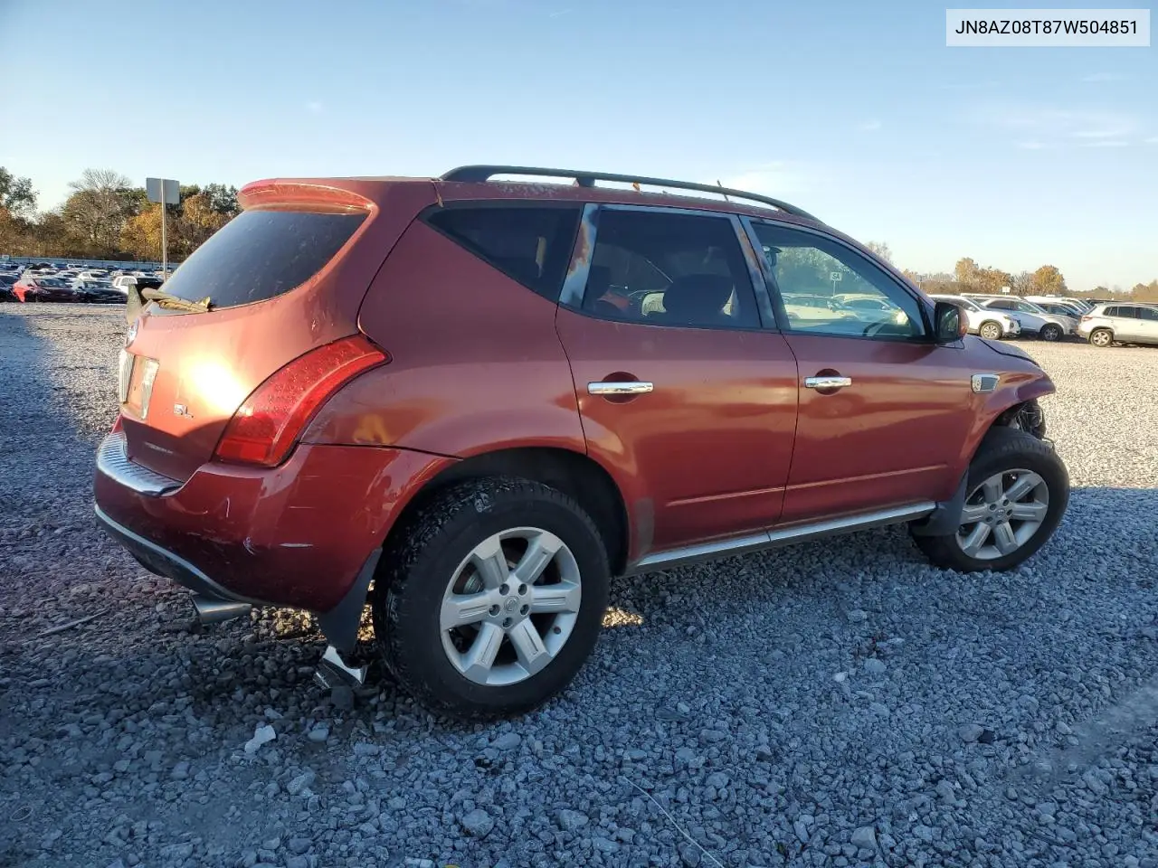 JN8AZ08T87W504851 2007 Nissan Murano Sl