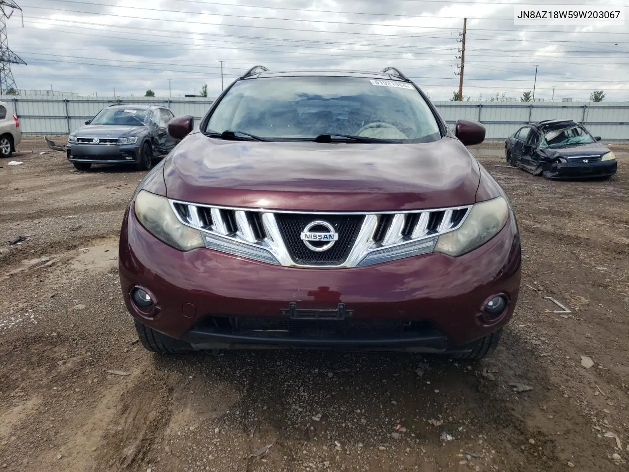 2009 Nissan Murano S VIN: JN8AZ18W59W203067 Lot: 61921954