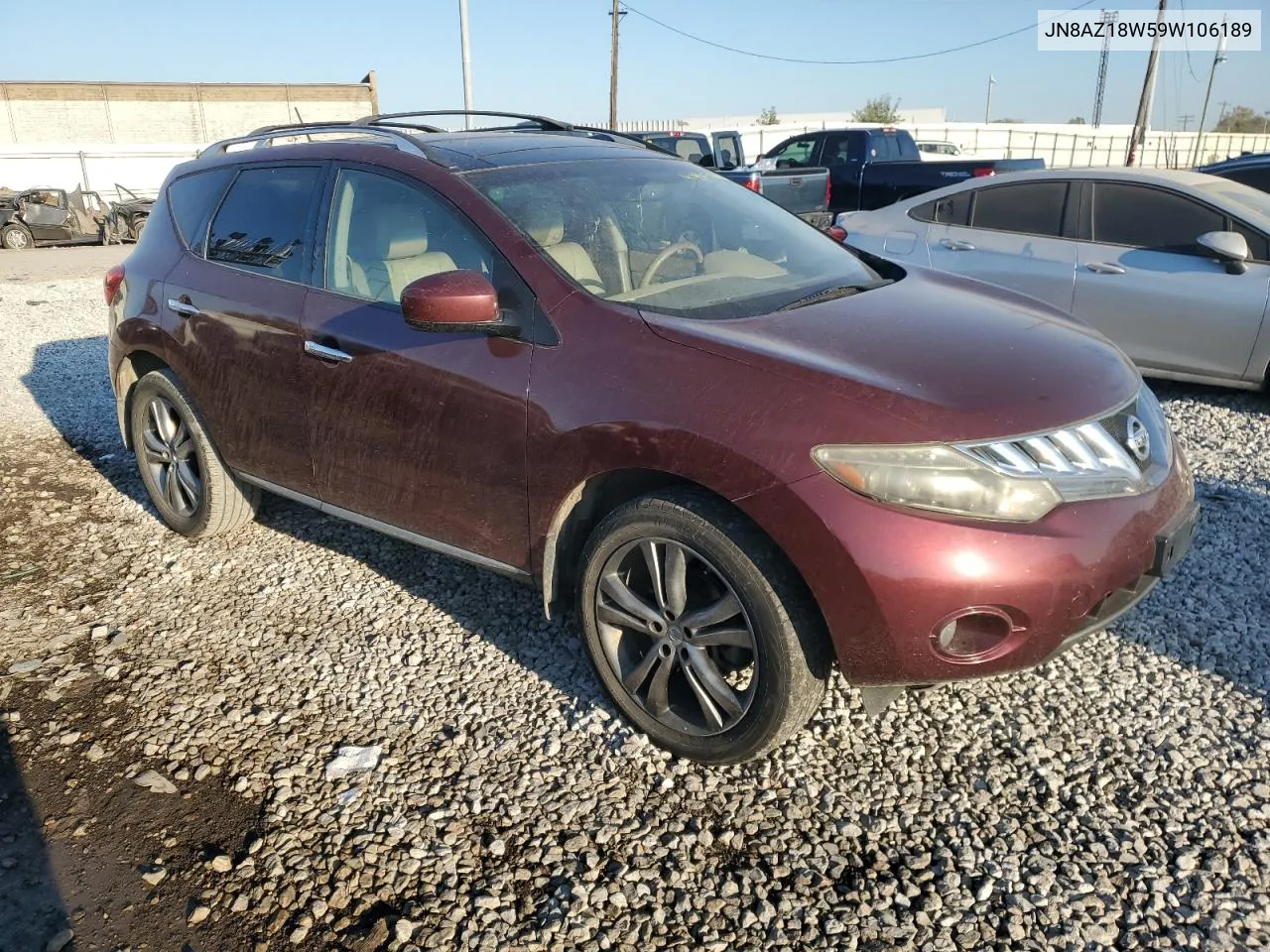 2009 Nissan Murano S VIN: JN8AZ18W59W106189 Lot: 69858944