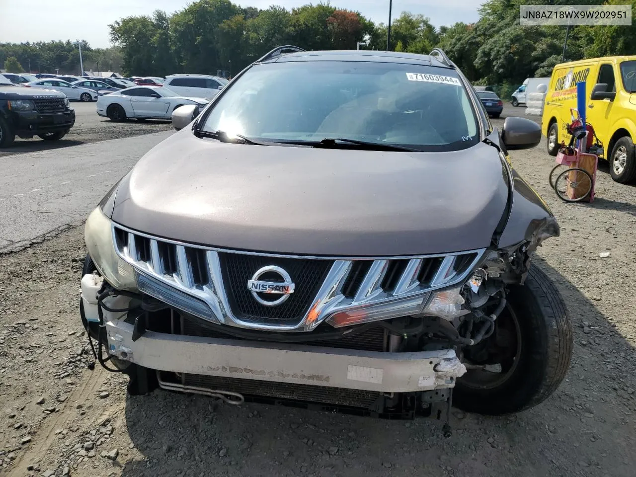 2009 Nissan Murano S VIN: JN8AZ18WX9W202951 Lot: 71603944