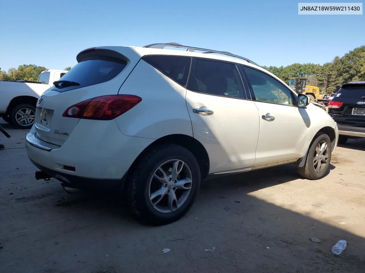 2009 Nissan Murano S VIN: JN8AZ18W59W211430 Lot: 72132564