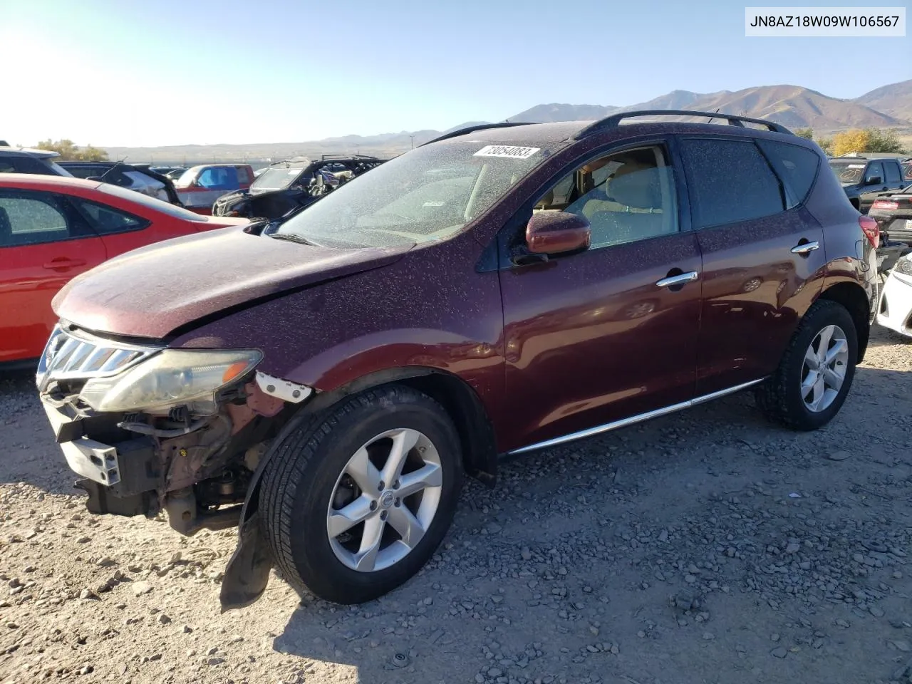 2009 Nissan Murano S VIN: JN8AZ18W09W106567 Lot: 73054083