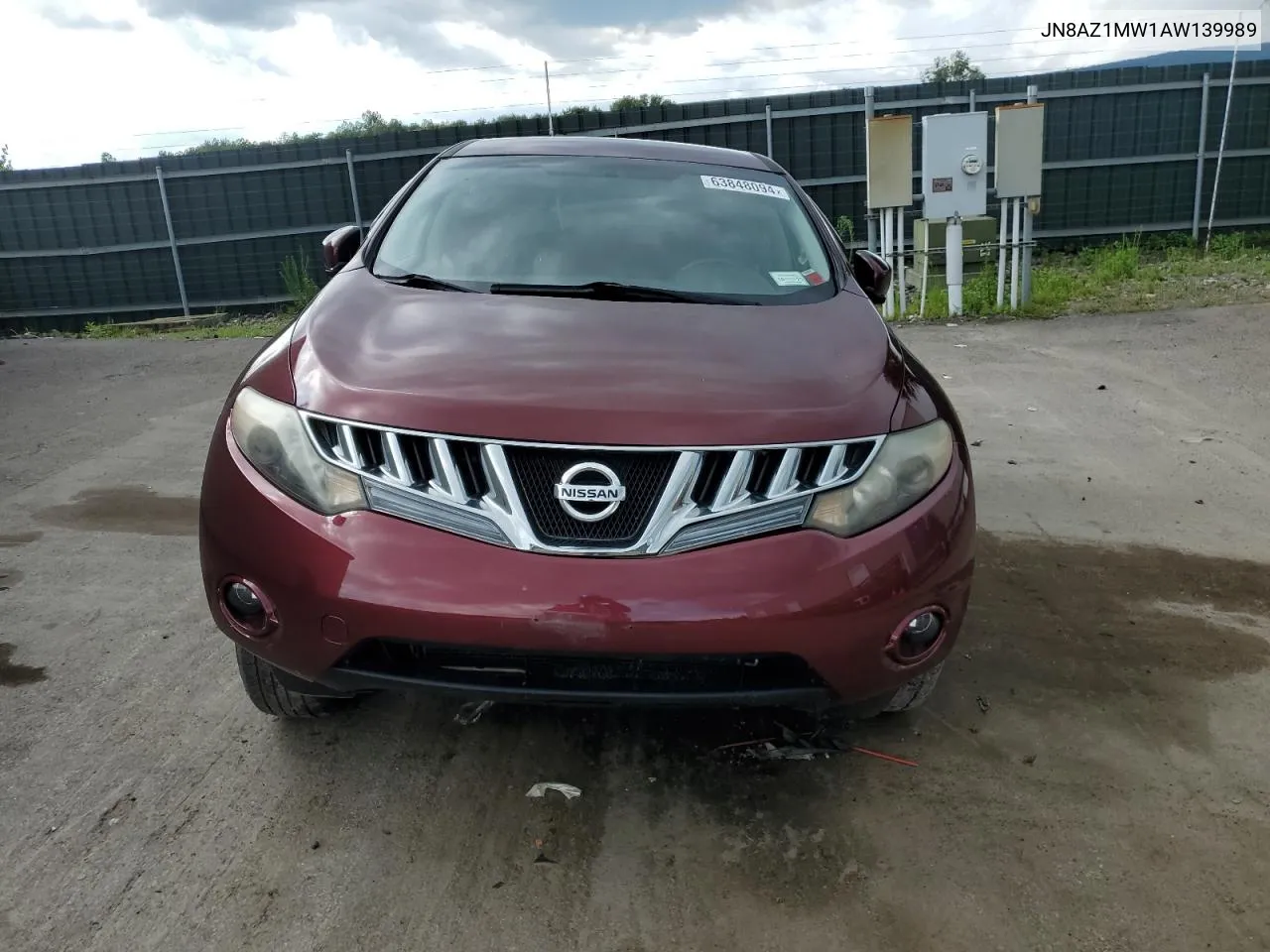 2010 Nissan Murano S VIN: JN8AZ1MW1AW139989 Lot: 63848094