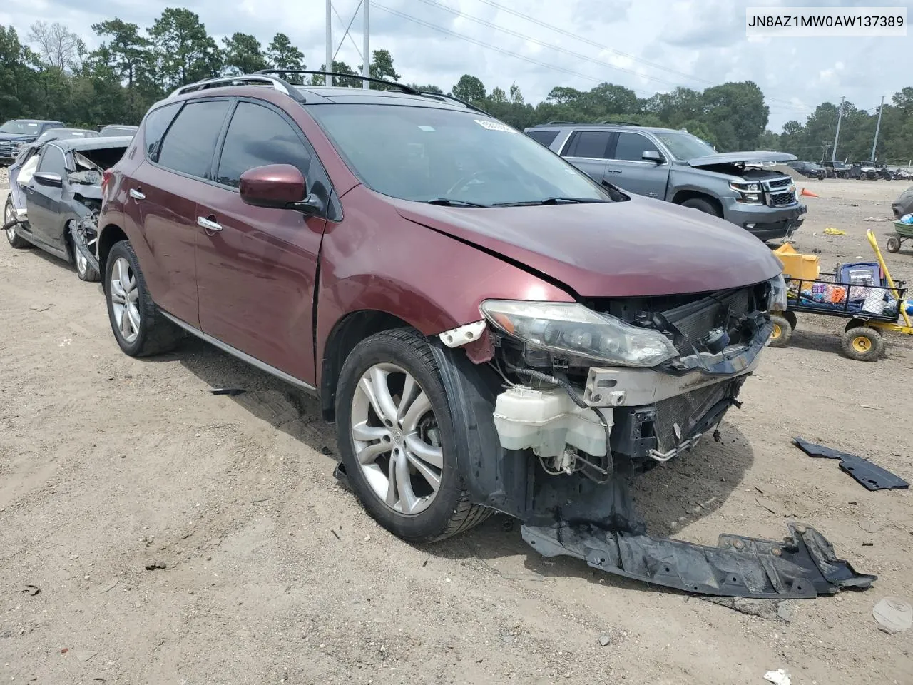 2010 Nissan Murano S VIN: JN8AZ1MW0AW137389 Lot: 65633694