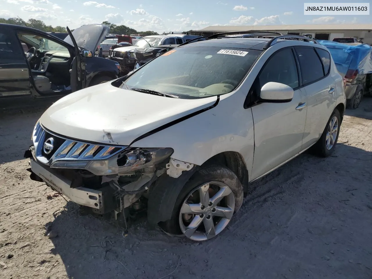 2010 Nissan Murano S VIN: JN8AZ1MU6AW011603 Lot: 71615624