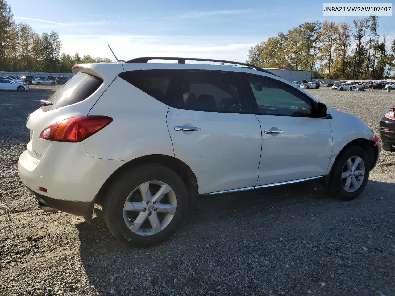 2010 Nissan Murano S VIN: JN8AZ1MW2AW107407 Lot: 71677534