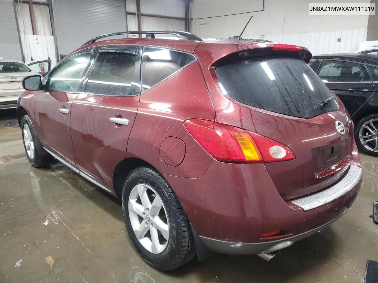 JN8AZ1MWXAW111219 2010 Nissan Murano S