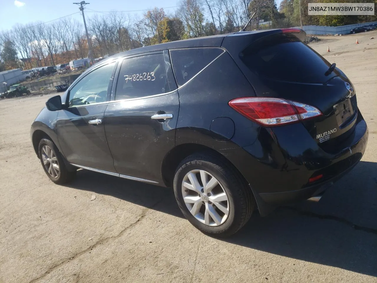 2011 Nissan Murano S VIN: JN8AZ1MW3BW170386 Lot: 62180134