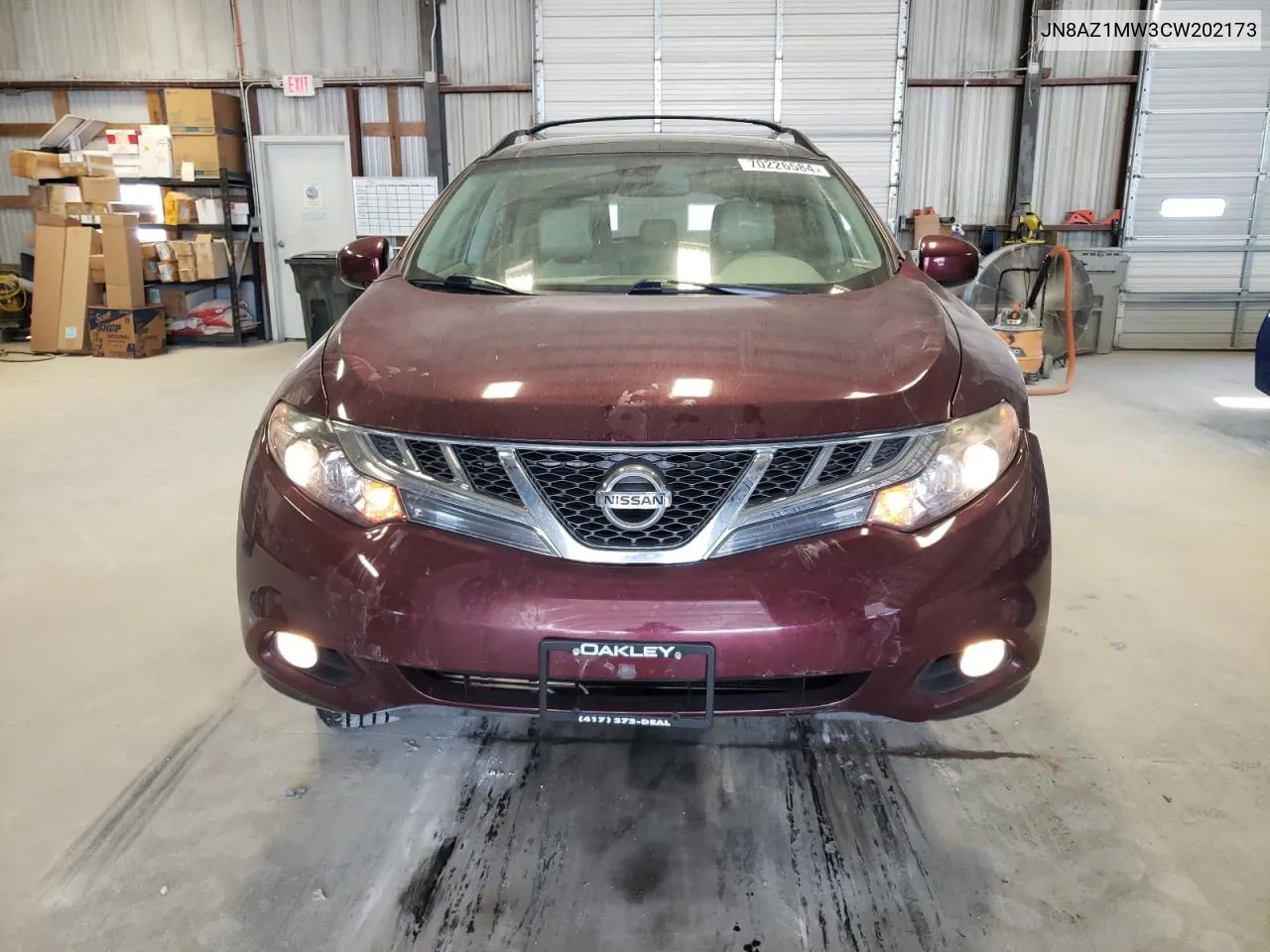 2012 Nissan Murano S VIN: JN8AZ1MW3CW202173 Lot: 70226584