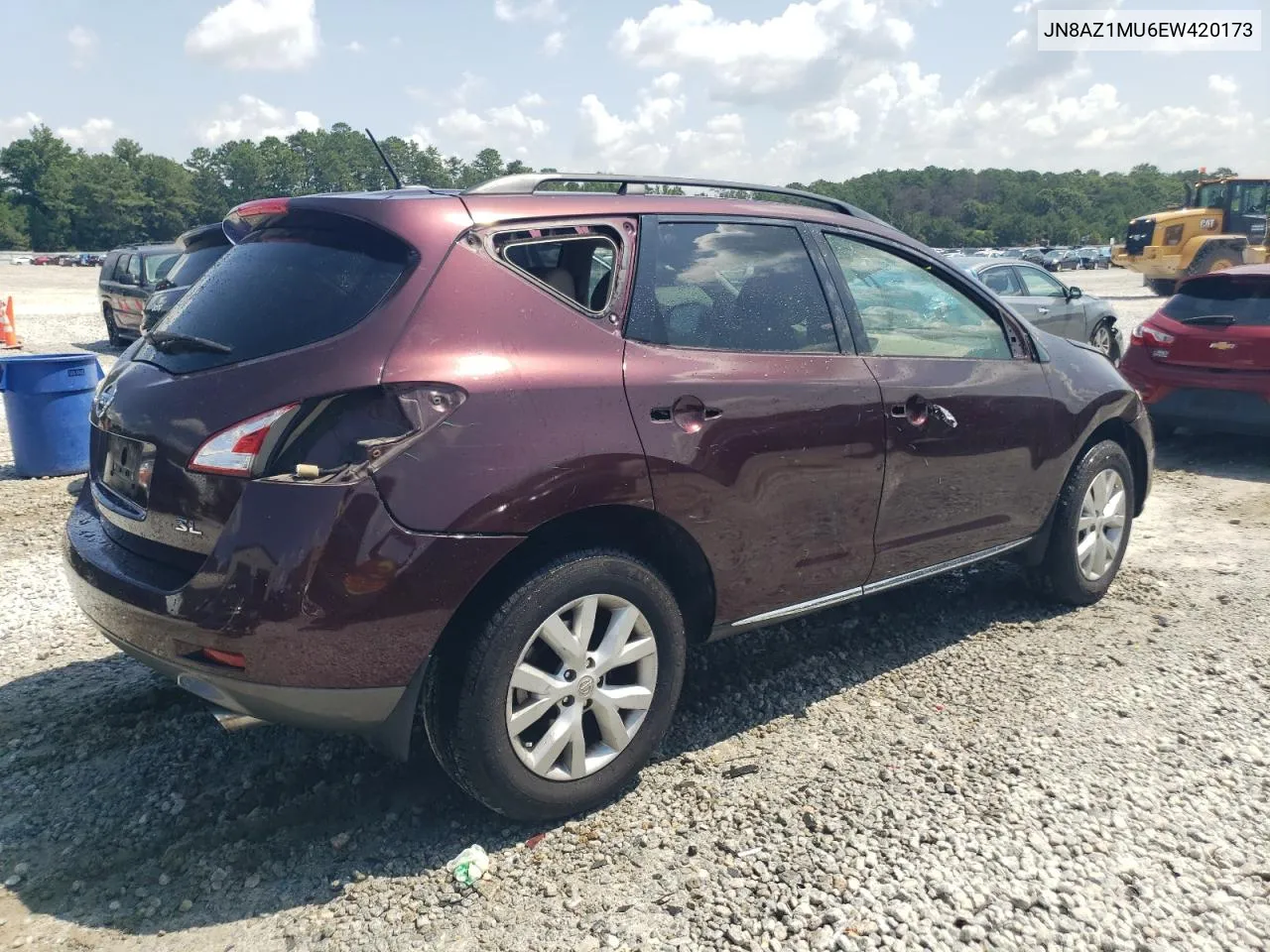 2014 Nissan Murano S VIN: JN8AZ1MU6EW420173 Lot: 65014914