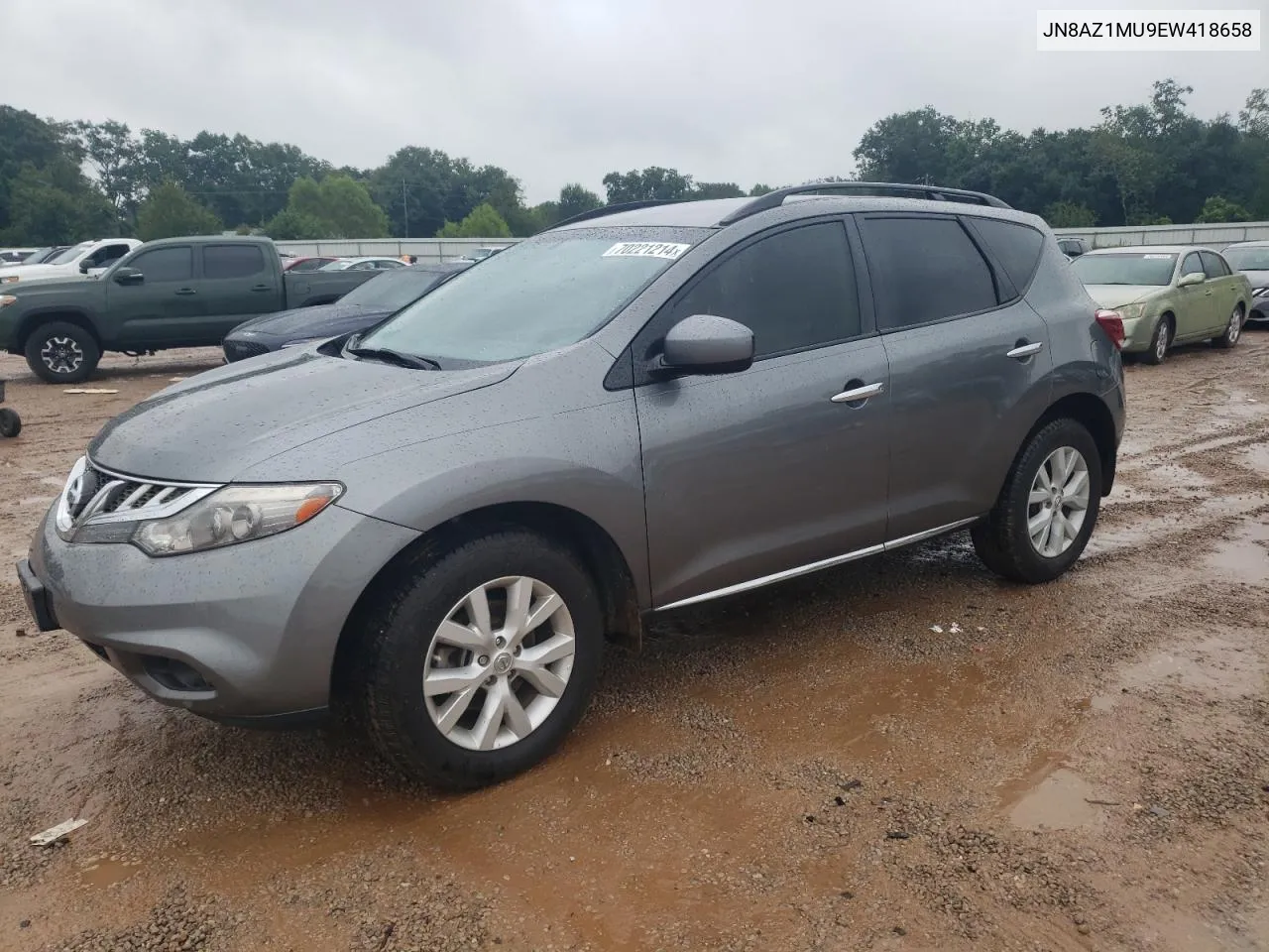 2014 Nissan Murano S VIN: JN8AZ1MU9EW418658 Lot: 70221214