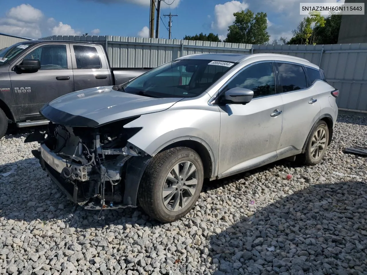 2016 Nissan Murano S VIN: 5N1AZ2MH6GN115443 Lot: 68664584