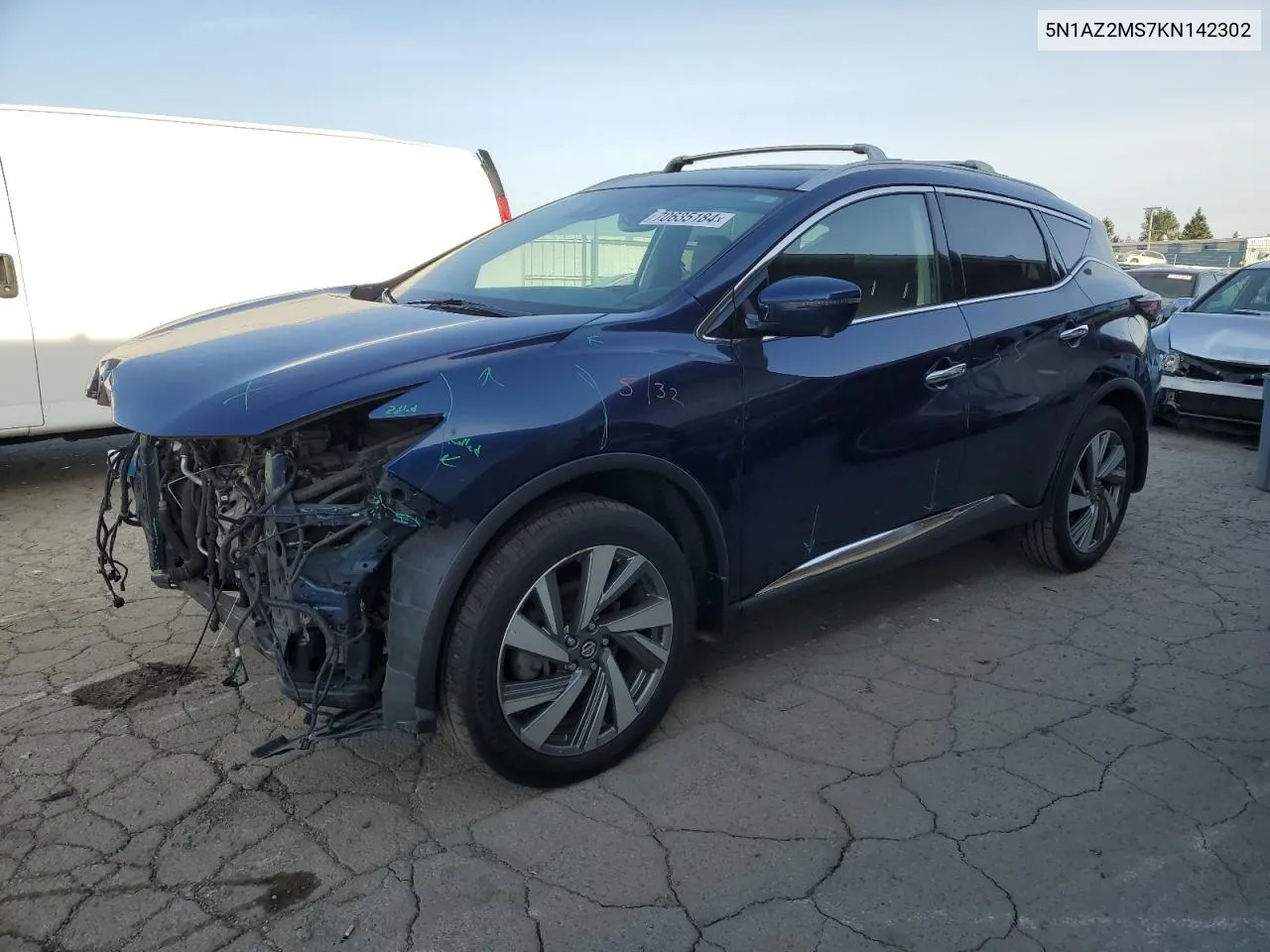 2019 Nissan Murano S VIN: 5N1AZ2MS7KN142302 Lot: 70635184