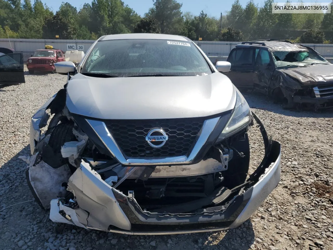 5N1AZ2AJ8MC136955 2021 Nissan Murano S