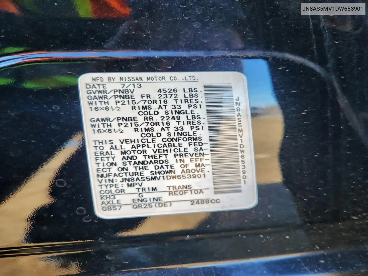 JN8AS5MV1DW653901 2013 Nissan Rogue S