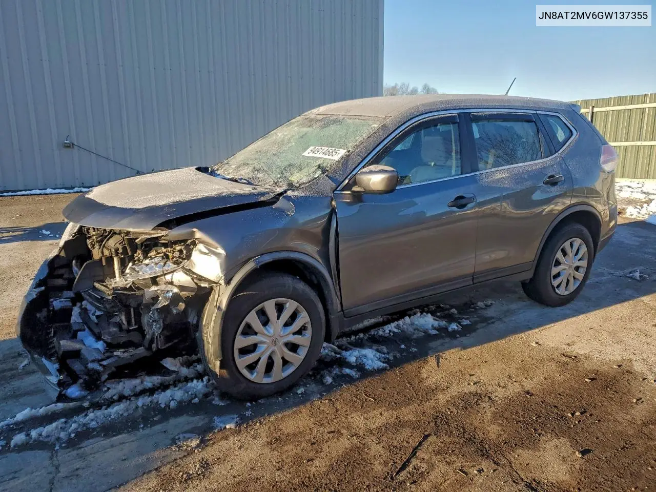 JN8AT2MV6GW137355 2016 Nissan Rogue S