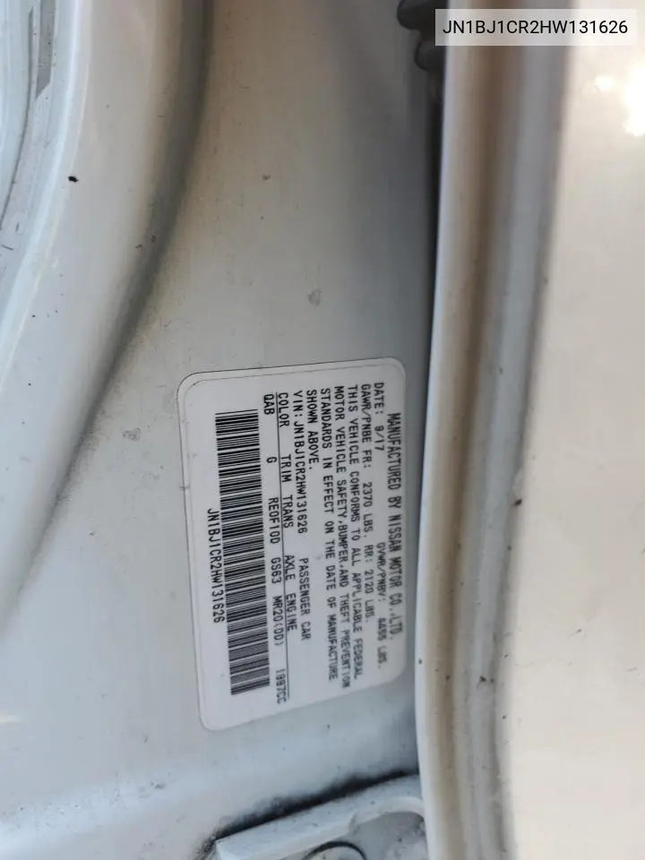 JN1BJ1CR2HW131626 2017 Nissan Rogue Sport S