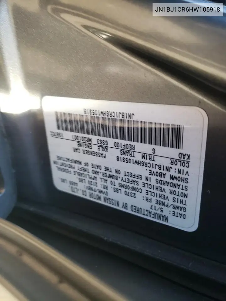 JN1BJ1CR6HW105918 2017 Nissan Rogue Sport S