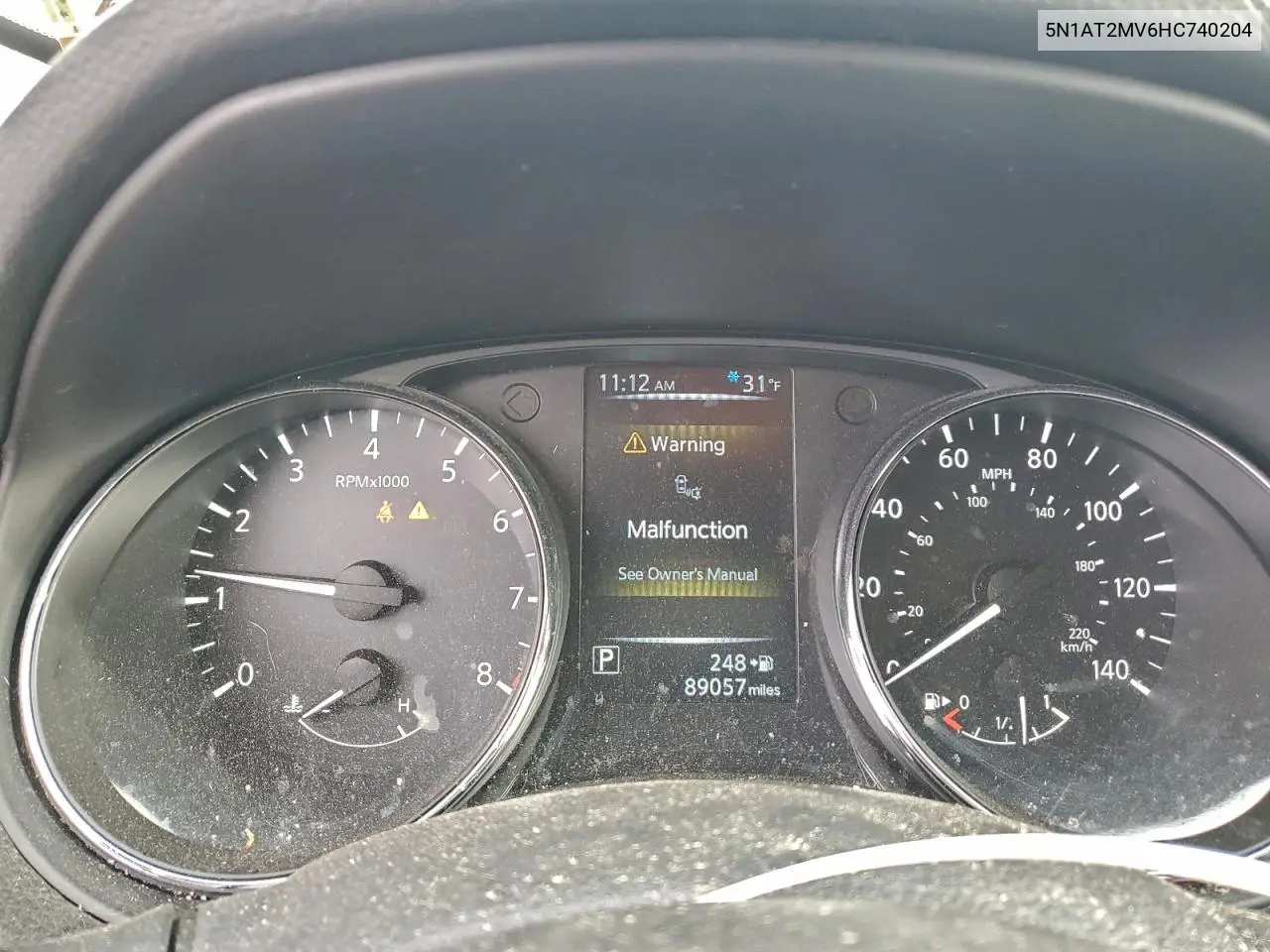 5N1AT2MV6HC740204 2017 Nissan Rogue Sv