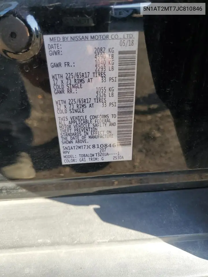 5N1AT2MT7JC810846 2018 Nissan Rogue S