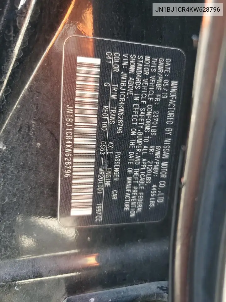 JN1BJ1CR4KW628796 2019 Nissan Rogue Sport S