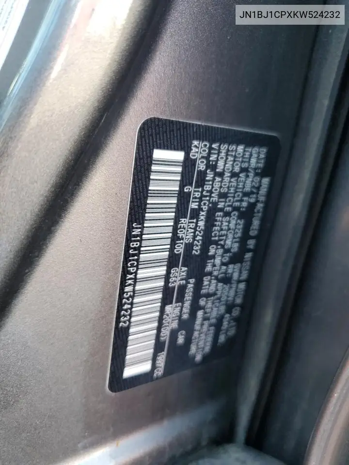 JN1BJ1CPXKW524232 2019 Nissan Rogue Sport S