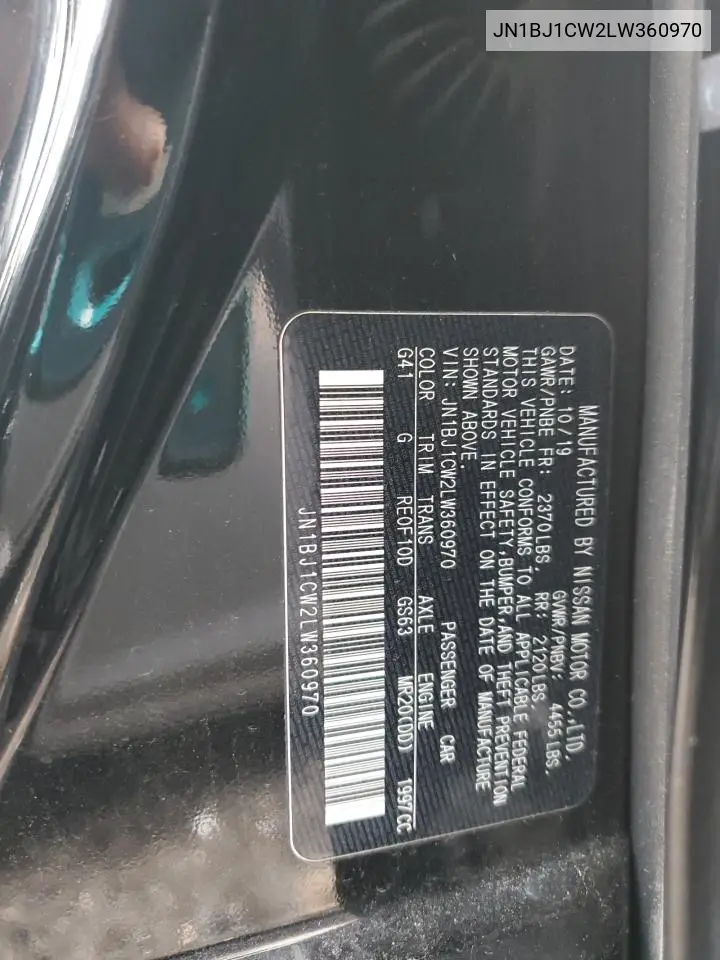 JN1BJ1CW2LW360970 2020 Nissan Rogue Sport S