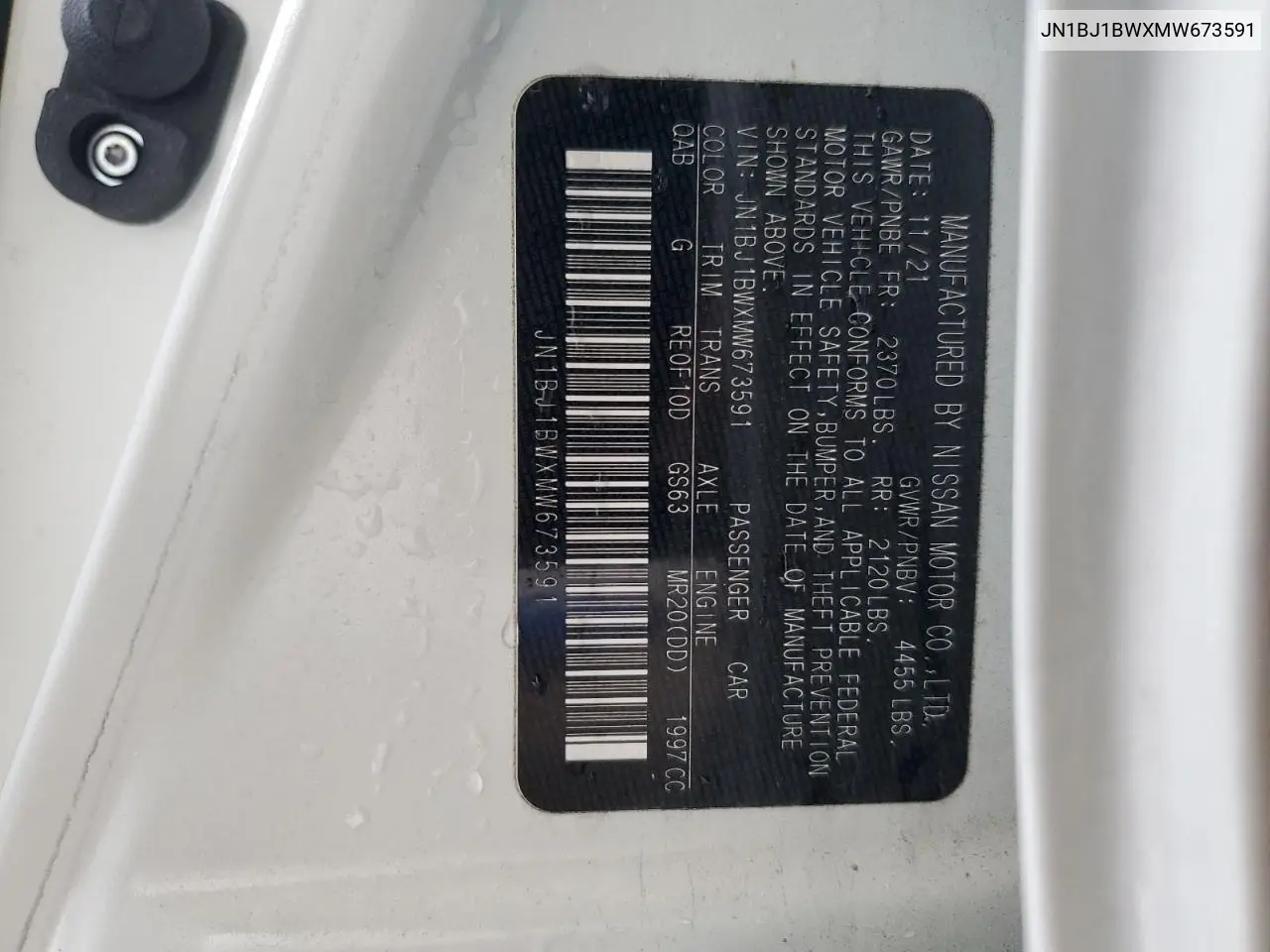 JN1BJ1BWXMW673591 2021 Nissan Rogue Sport Sv