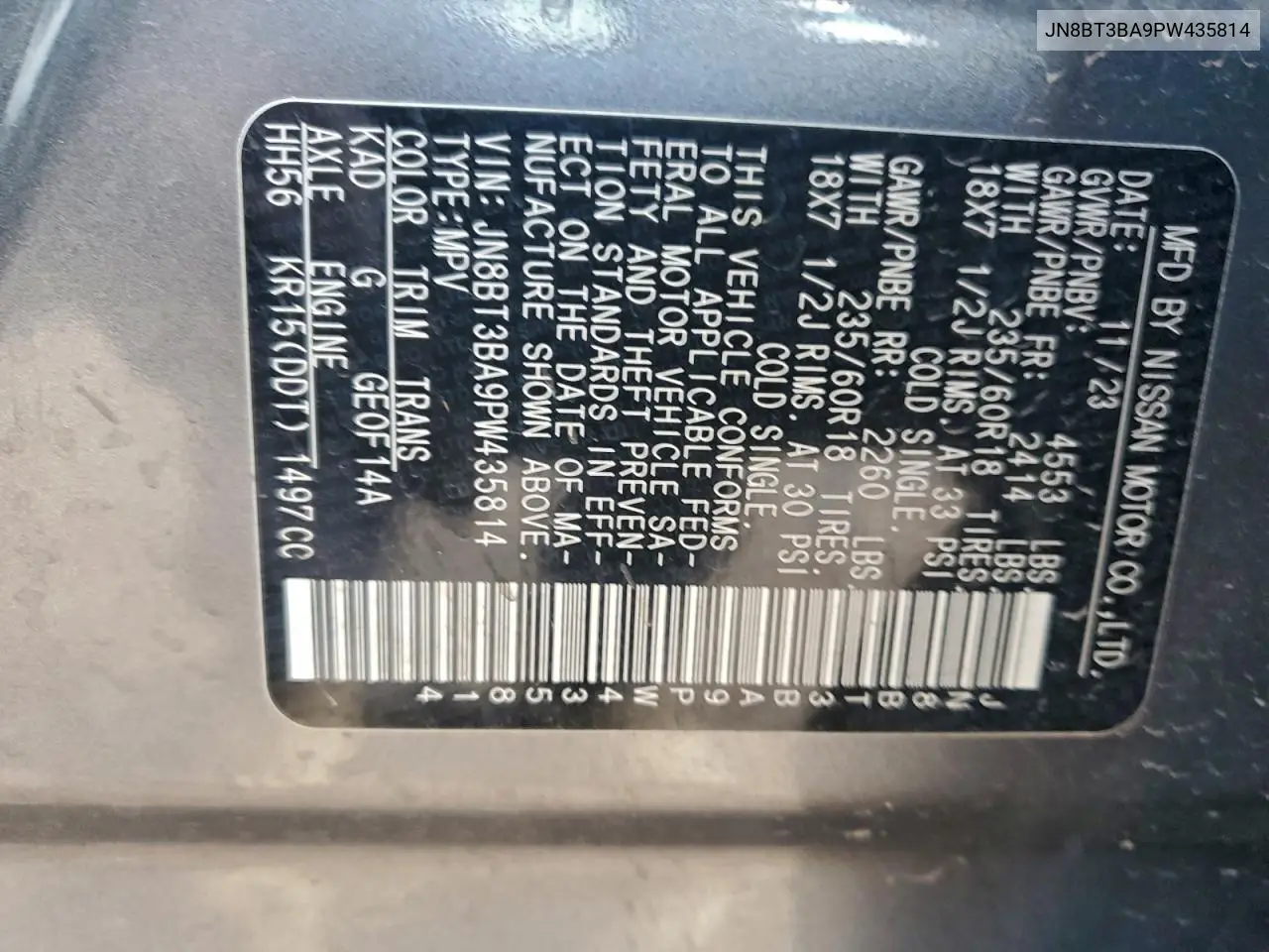JN8BT3BA9PW435814 2023 Nissan Rogue Sv