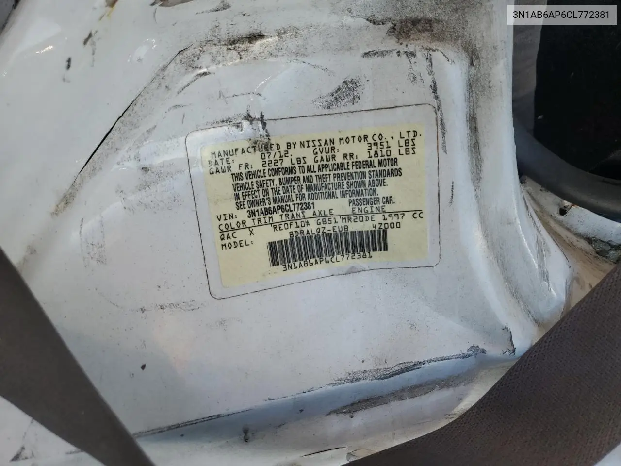 3N1AB6AP6CL772381 2012 Nissan Sentra 2.0