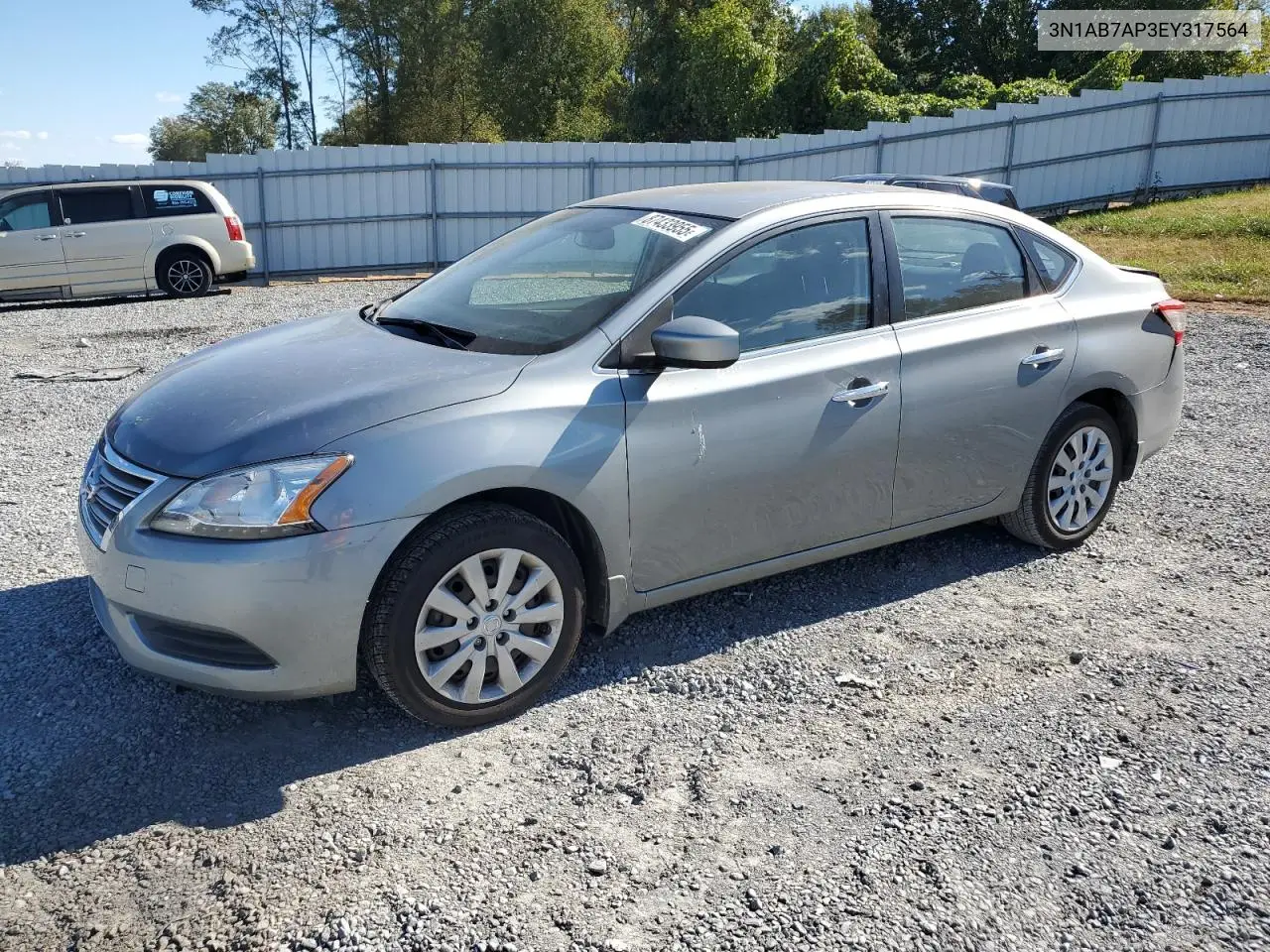 3N1AB7AP3EY317564 2014 Nissan Sentra S