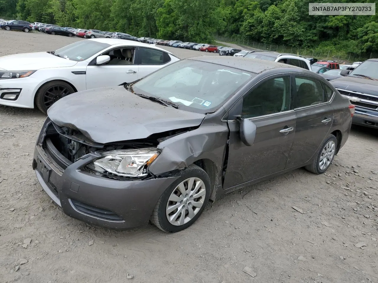 2015 Nissan Sentra S VIN: 3N1AB7AP3FY270733 Lot: 58486184