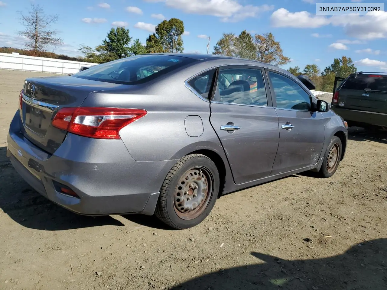 3N1AB7AP5GY310392 2016 Nissan Sentra S