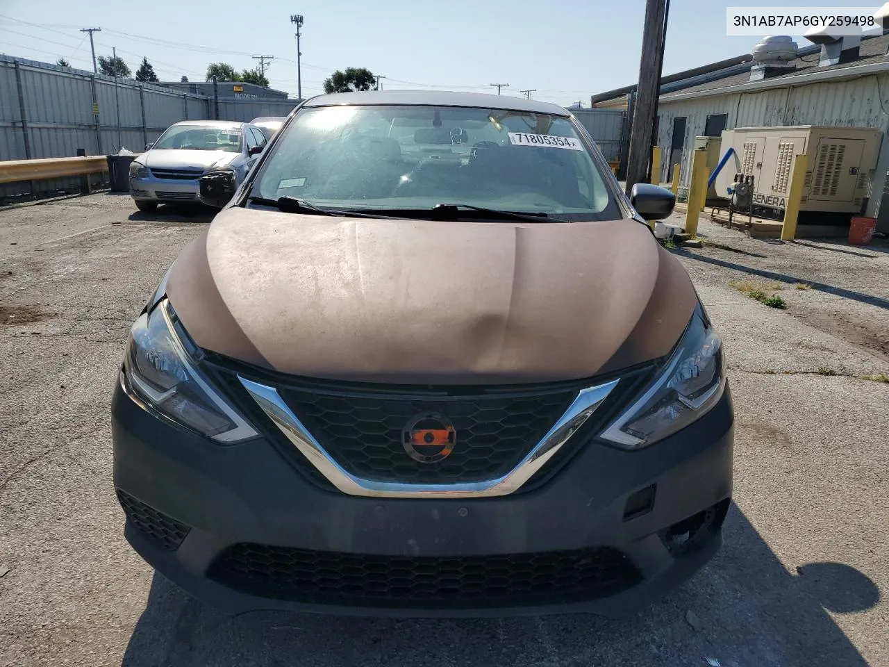 2016 Nissan Sentra S VIN: 3N1AB7AP6GY259498 Lot: 71805354