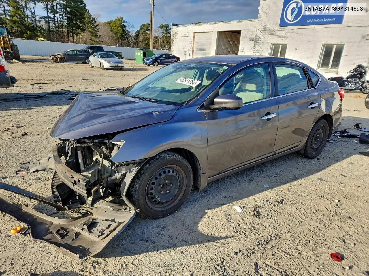 3N1AB7AP3GY314893 2016 Nissan Sentra S