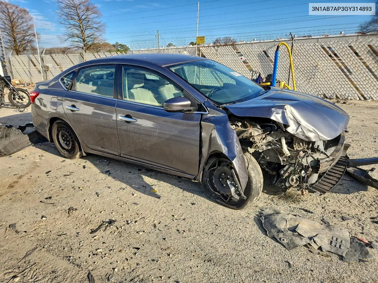 3N1AB7AP3GY314893 2016 Nissan Sentra S