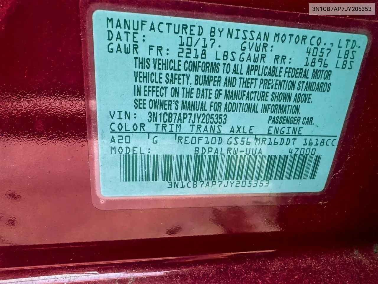 3N1CB7AP7JY205353 2018 Nissan Sentra Sr Turbo