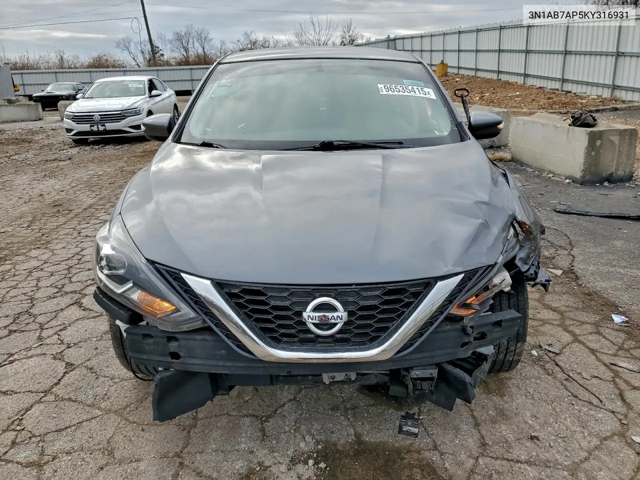 3N1AB7AP5KY316931 2019 Nissan Sentra S
