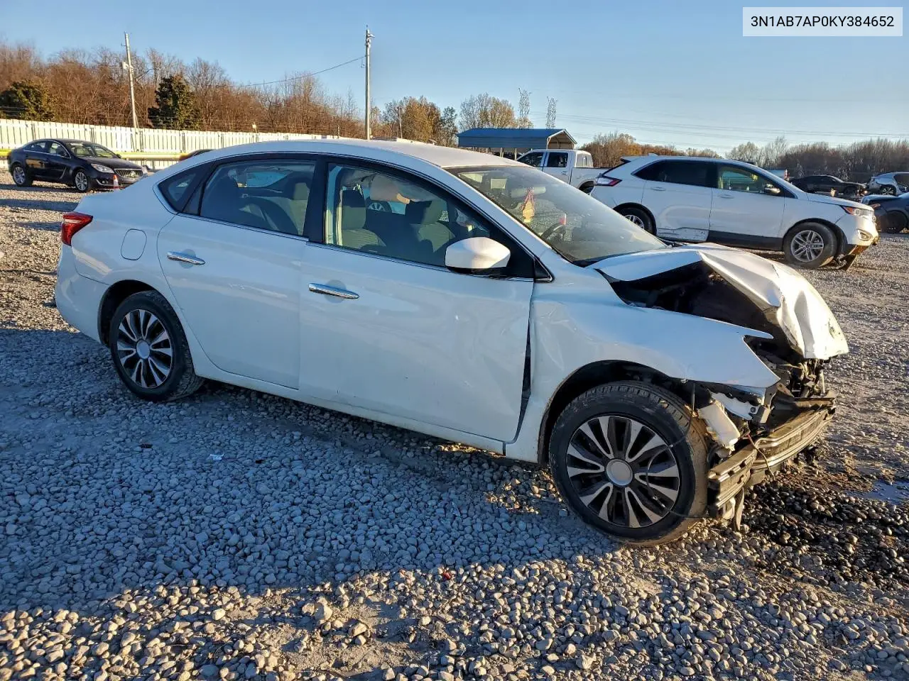 3N1AB7AP0KY384652 2019 Nissan Sentra S