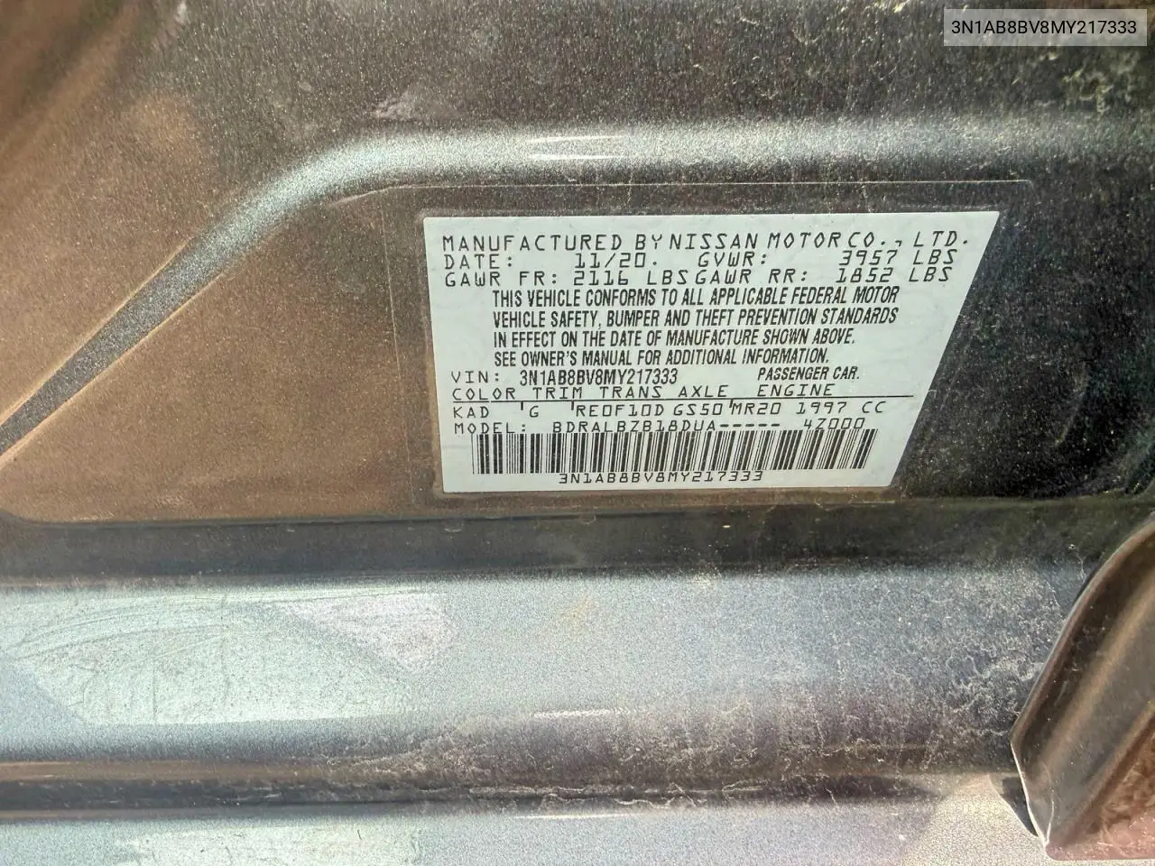 3N1AB8BV8MY217333 2021 Nissan Sentra S