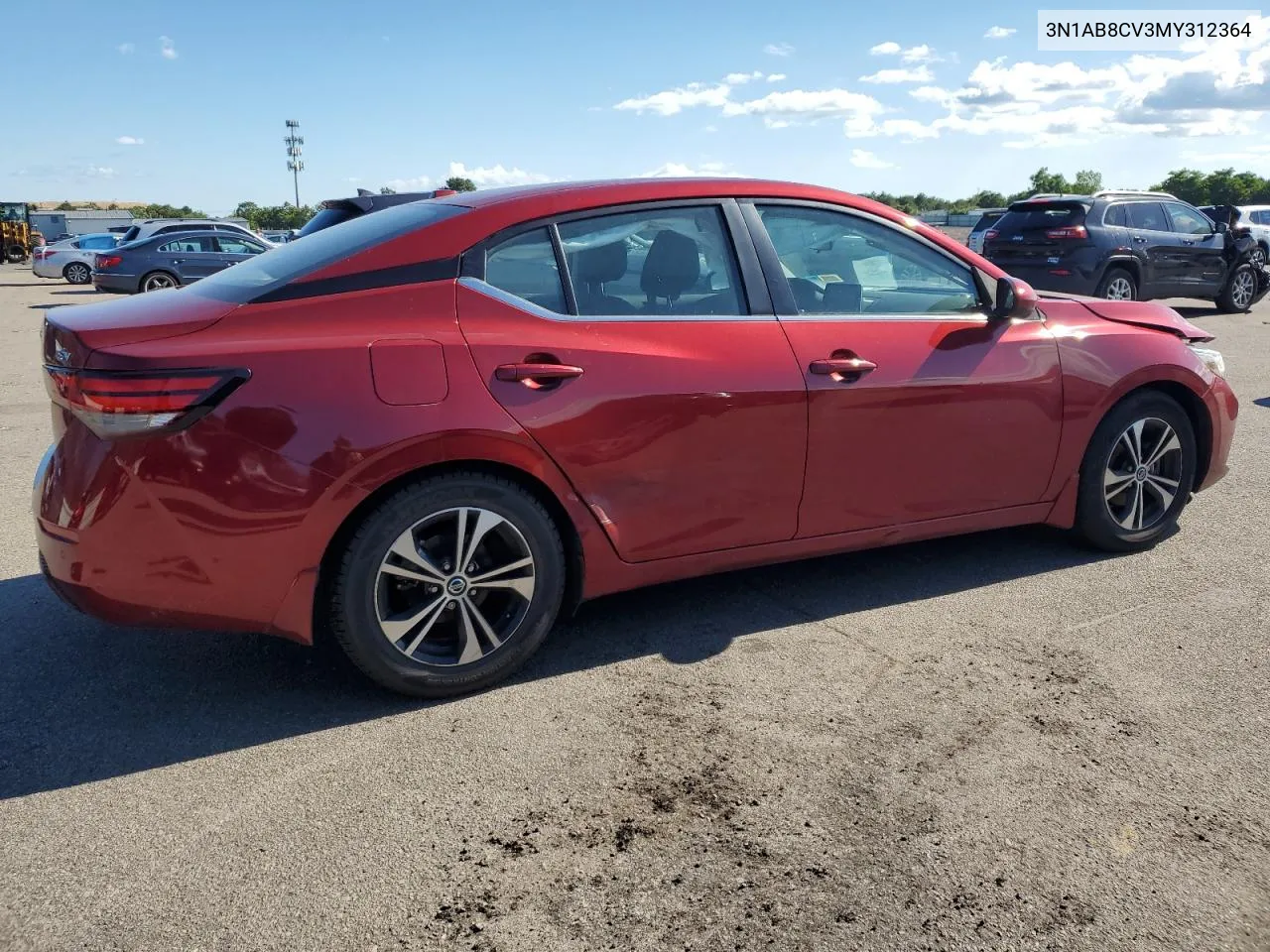 2021 Nissan Sentra Sv VIN: 3N1AB8CV3MY312364 Lot: 61382424