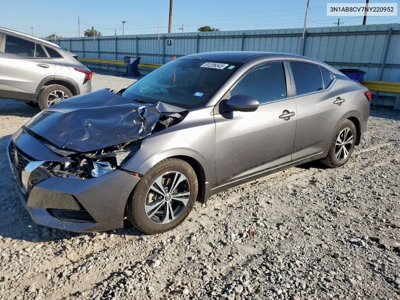 3N1AB8CV7NY220952 2022 Nissan Sentra Sv