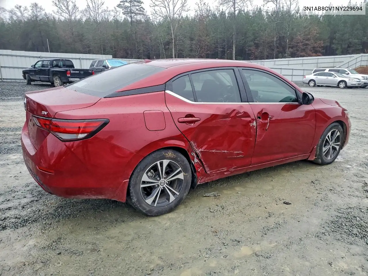 3N1AB8CV1NY229694 2022 Nissan Sentra Sv