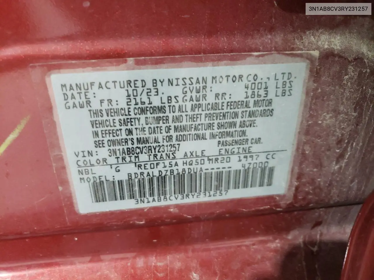 3N1AB8CV3RY231257 2024 Nissan Sentra Sv