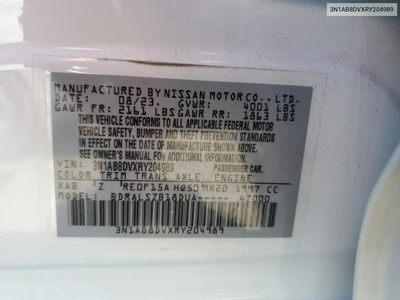 3N1AB8DVXRY204989 2024 Nissan Sentra Sr